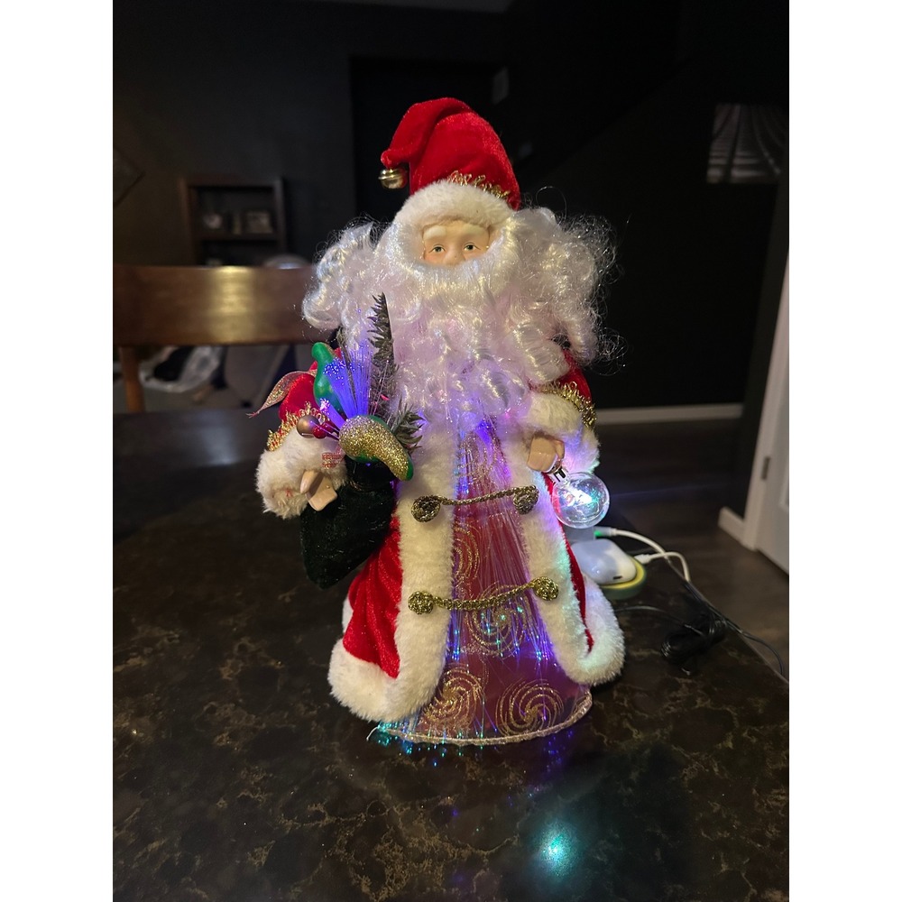 Animated Santa Claus Christmas Decor  fiber optic Figure with Gift Bag Tree